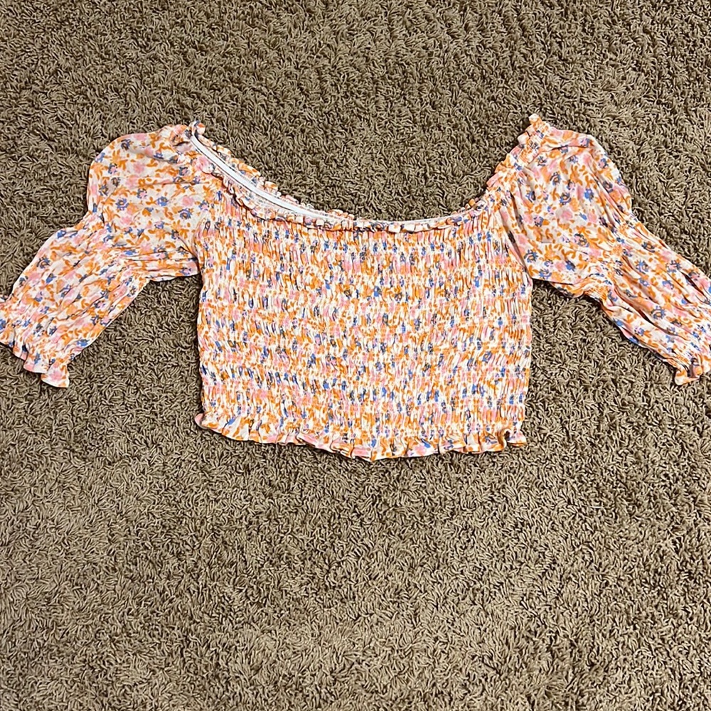 Urban Outfitters pink and blue ruffled top
